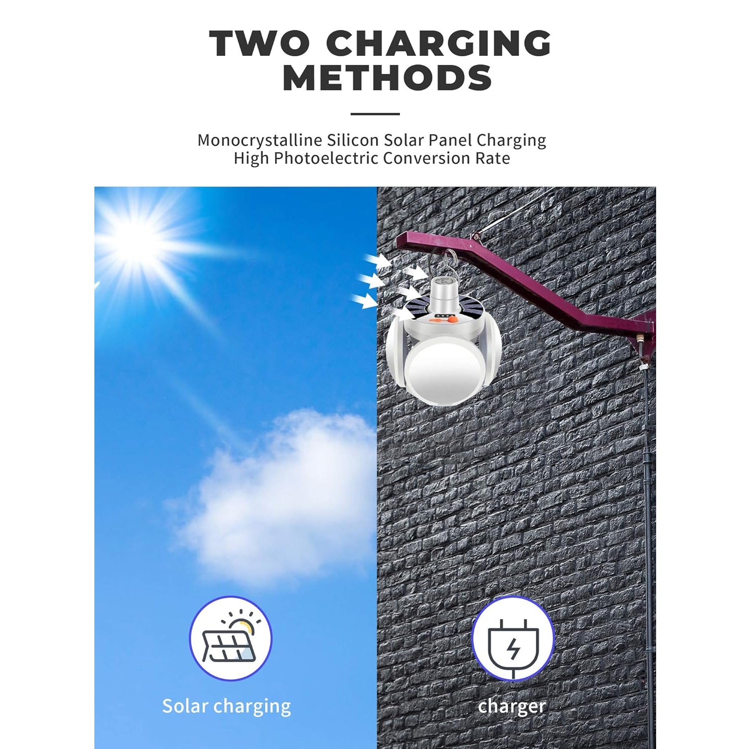 Solar Multi-Functional Emergency LED Light Bulb with USB Charging, LED camping lamp, camping lamp, USB rechargeable, 5 brightness light modes, foldable camping light, SOS IP65 waterproof camping light, blackout emergency equipment, camping gadgets your brand