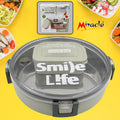 Miracle Stainless Steel Round Lunch Box, with Small Plastic Box Insert Leak Proof Lunch Box with Transparent lid, Lunch Box for Kids & Adults for School, Office (450 ML + 250 ML Approx) your brand