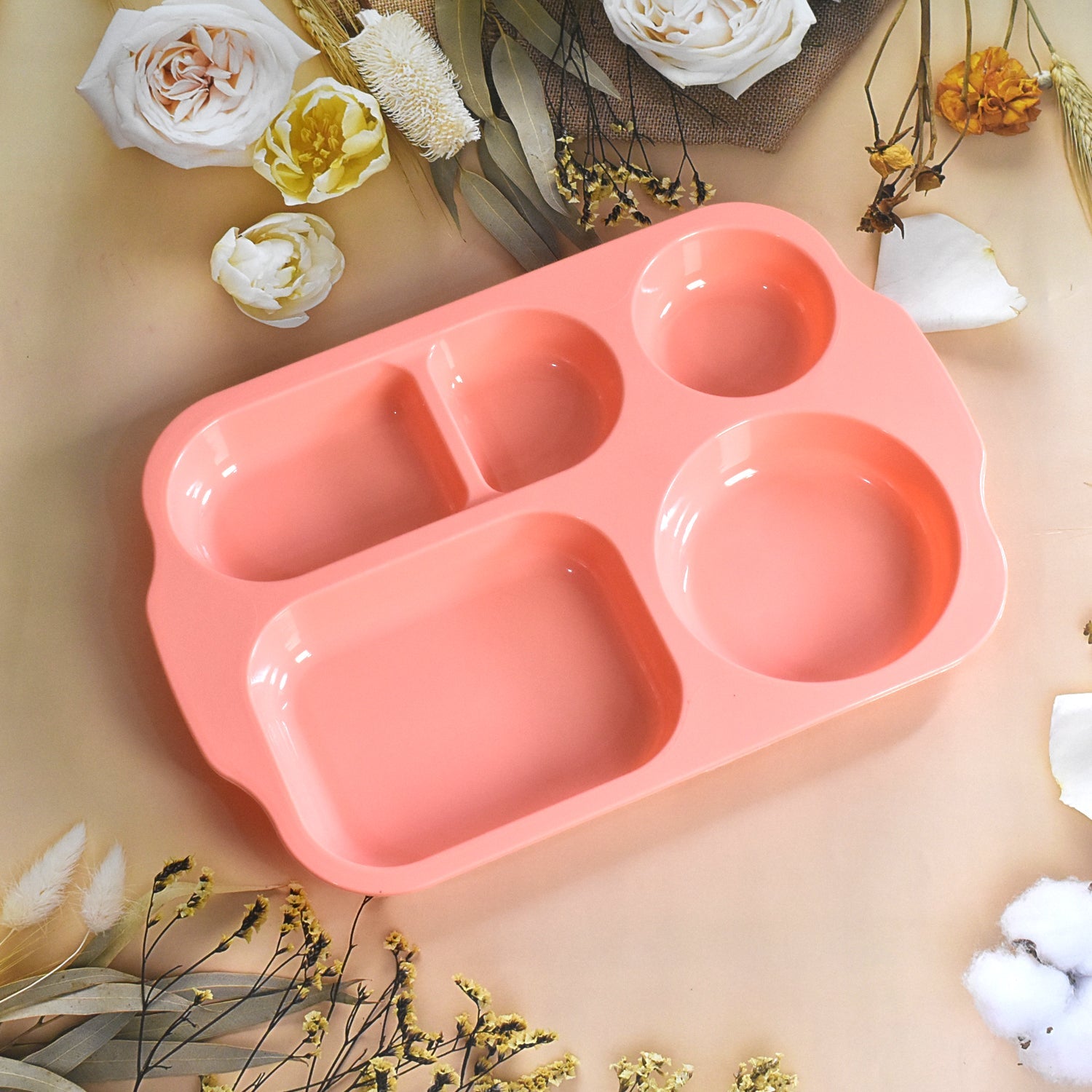 Unbreakable Plastic Food Plates / Biodegradable 5 Compartment Square Plate for Food - Shopmania Wholesale