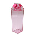 Plastic Milk Carton Colorful Clear Water Bottle, 17 Oz Portable Milk Box Leakproof Square Juice Bottle for Outdoor Sports Travel Camping your brand