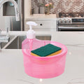 Double Layer Liquid soap Dispenser with Pump and Sponge, Practical for Hotel Sink Clear, Soap Dispensing Liquid Pump Bottle for Home,  Kitchen Rectangle ( 2 in 1 ) your brand