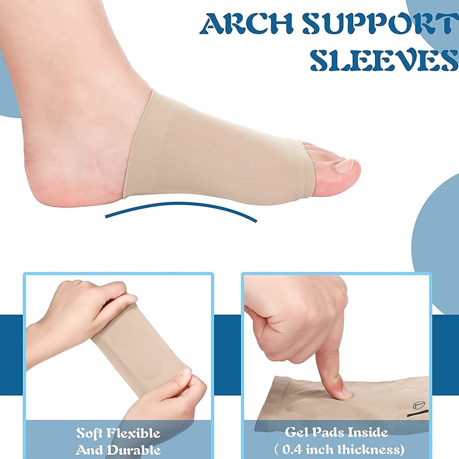 Foot Arch Support for Men & Women | Medial Arch Support for Flat Feet Correction Sleeve with Cushion | Plantar Fasciitis Leg Foot Pain Relief Product | Foot Care for Orthopedic Shoes Slippers, (1 Pair) your brand