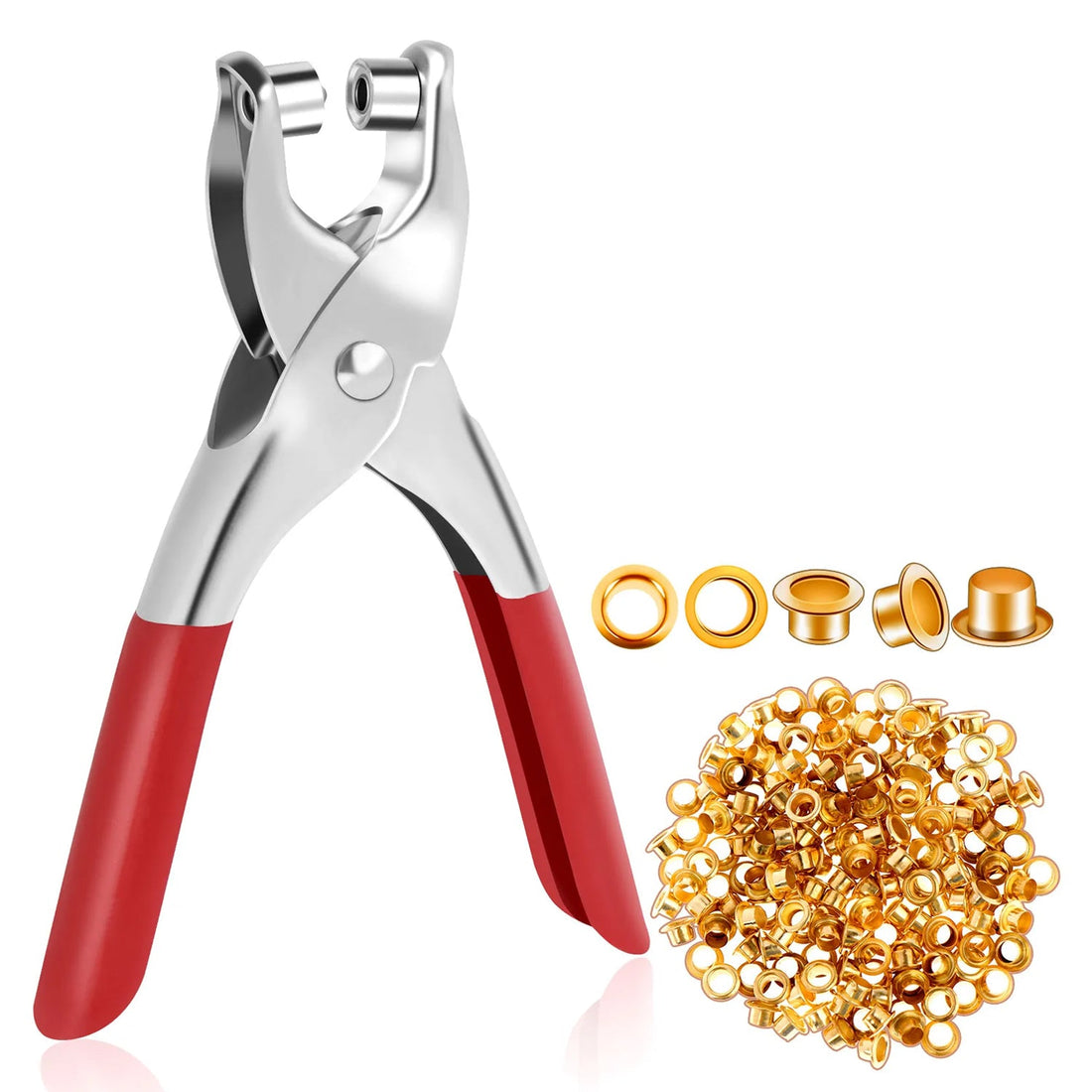 Grommet Setting Tool with 25 PCS Gold Eyelets Grommets Steel Hole Punch Setter Kit for Leather, Canvas, All Fabrics Men and Women Clothes, Shoes, Belts, Crafts - Shopmania Wholesale