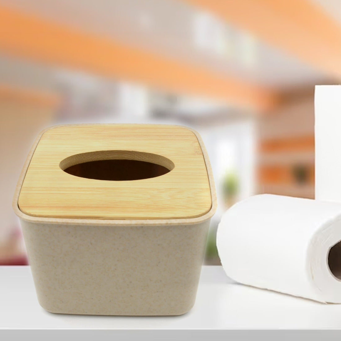 Tissue Box Desktop Stand Bamboo Tissue Cover Box Rectangular Paper Towel Holder Removable Tissue Dispenser for Bathroom Vanity Countertop Bedroom Car Holder Paper Towels Dispenser (1 Pc ) - Shopmania Wholesale