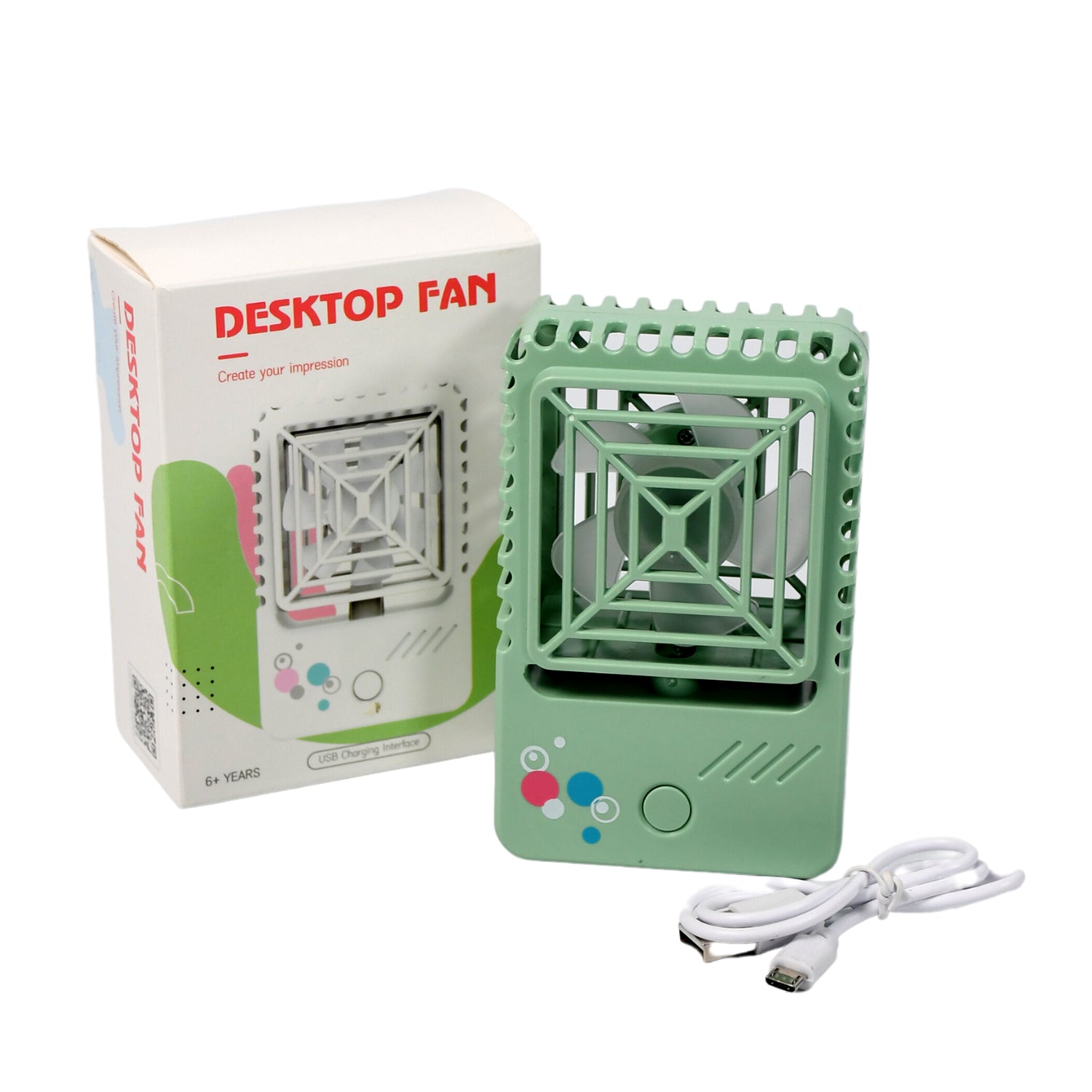 MINI DESKTOP FAN RECHARGEABLE TABLE FAN HANDHELD FAN USB FAN DESK FAN COOLING FAN FOR HOME , OFFICE , CAR, & MULTI USE FAN (Battery Not Include) your brand
