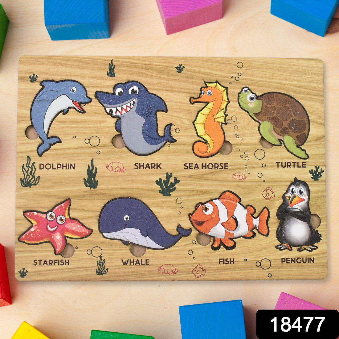 Coogam Wooden Sea Animal Puzzle Board