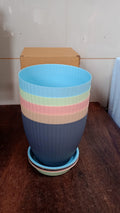 Plastic Flower Pot with Bottom Tray (5 Pcs Set) - Shopmania Wholesale