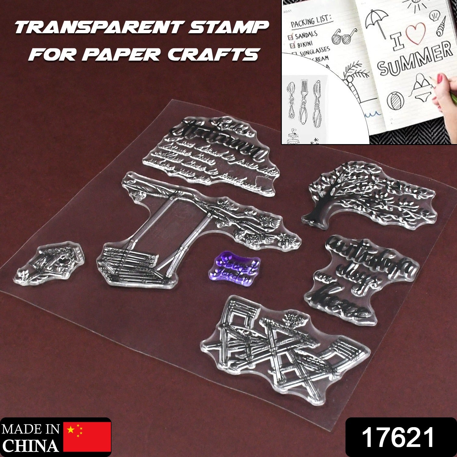Reusable Rubber Stamp, TPR Stamp DIY Accessories Good Stamping Effect DIY Transparent Stamp Stick Repeatedly for Envelope for Diary for Invitation Letter, Photo Album Decoration for Paper Crafts (Mix Design / 1 Set) - Shopmania Wholesale