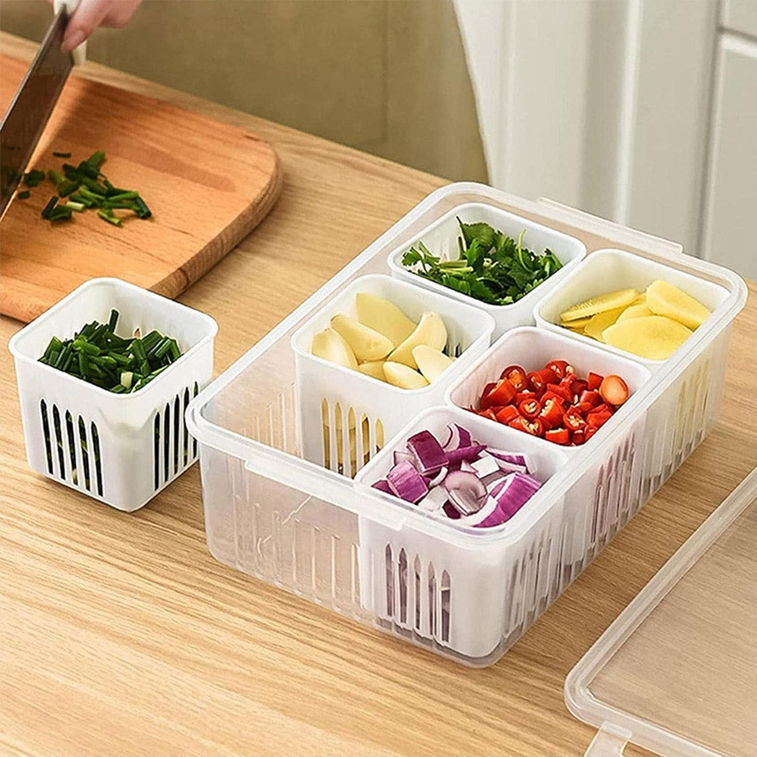 Fridge Storage Boxes Freezer Storage Containers, Container for Kitchen Storage Set, Storage in Kitchen, Vegetable Storage, Draining Crisper Refrigerator Food Box (1 Pc) your brand