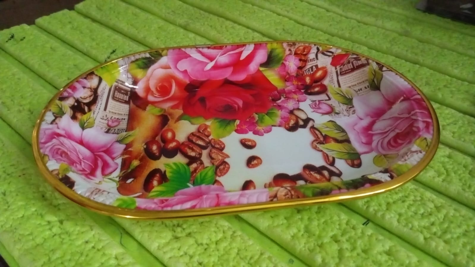 Small Plastic Flower Printed Design Serving Tray (1 Pc / 27 x 18 CM / Mix Color) - Shopmania Wholesale