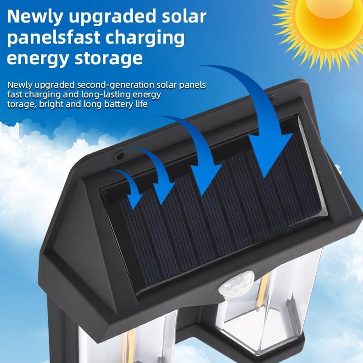 Outdoor Solar Wall Lamp Outdoor Waterproof High Quality Lamp Induction Garden Lamp Garden Villa Night Lamp Double Lamp Light (1 Pc) your brand