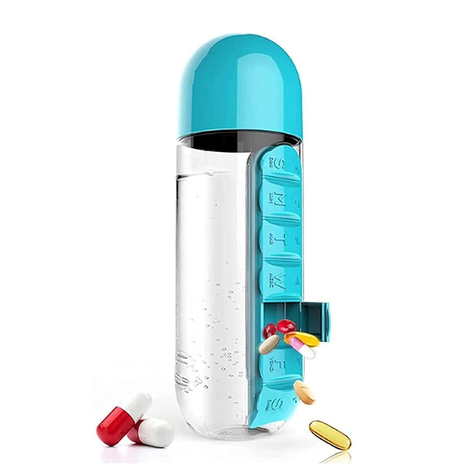 Pill & Vitamin Bottle, Water Bottle Multi Functional Use for Traveling & Outdoor Use Water Bottle, Travelling kit, Summer Special Bottle (600 Ml /  Mix Color ) - Shopmania Wholesale