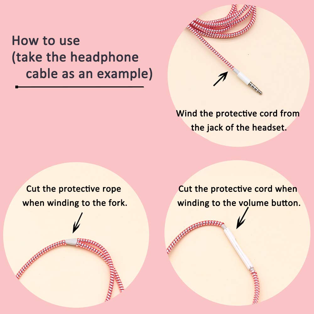 Metallic Finish Cable Spiral Protector / Wire Repair / Pet Cord Protector / Headphone Saver, Cable Wrap / Cover for Mac Charging Cable your brand