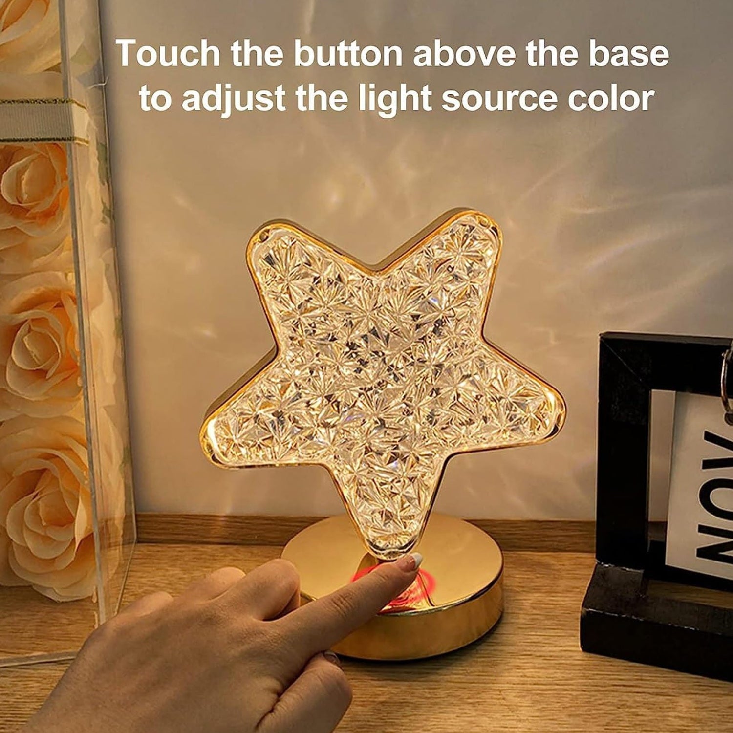 Star Shape Crystal Diamond Lamp Cordless Luxury Lamp with USB Rechargeable, 3-Way Dimmable & Touch Control Decorative Nightstand Lamp for Bedroom, Living Room, Party, Restaurant Decor (1 Pc ) - Shopmania Wholesale