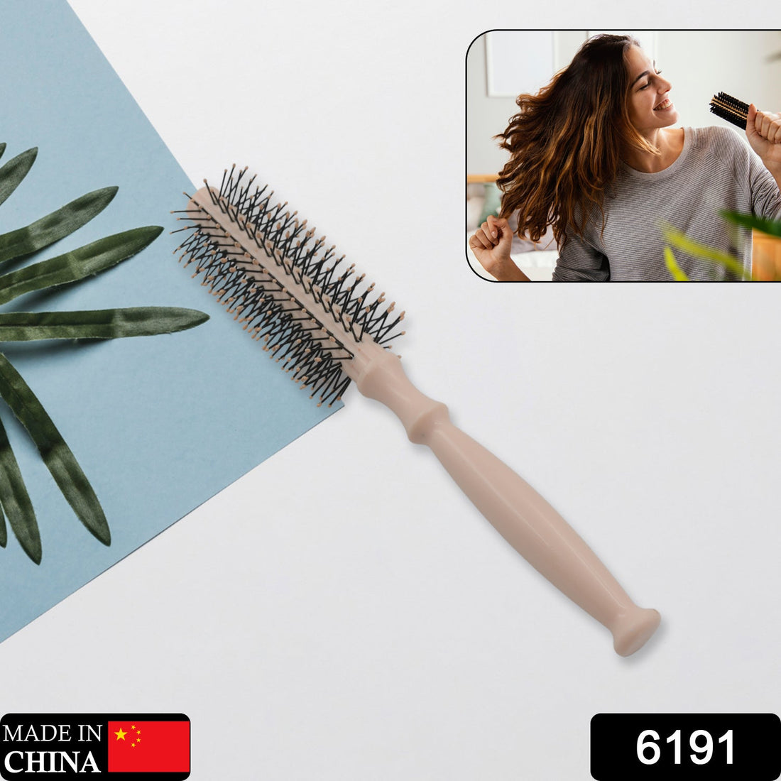 Round hair brush for blow drying and styling