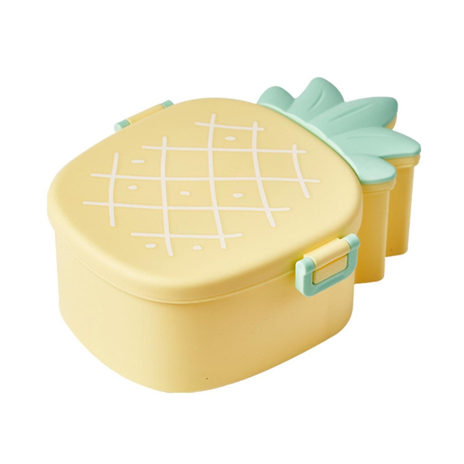 Kids Lunch Box Cute Pineapple Shaped Bento Box with Fork Spoon Snack Container Microwave Portable Office Lunch Box (1 Pc / With Spoon & Fork) your brand