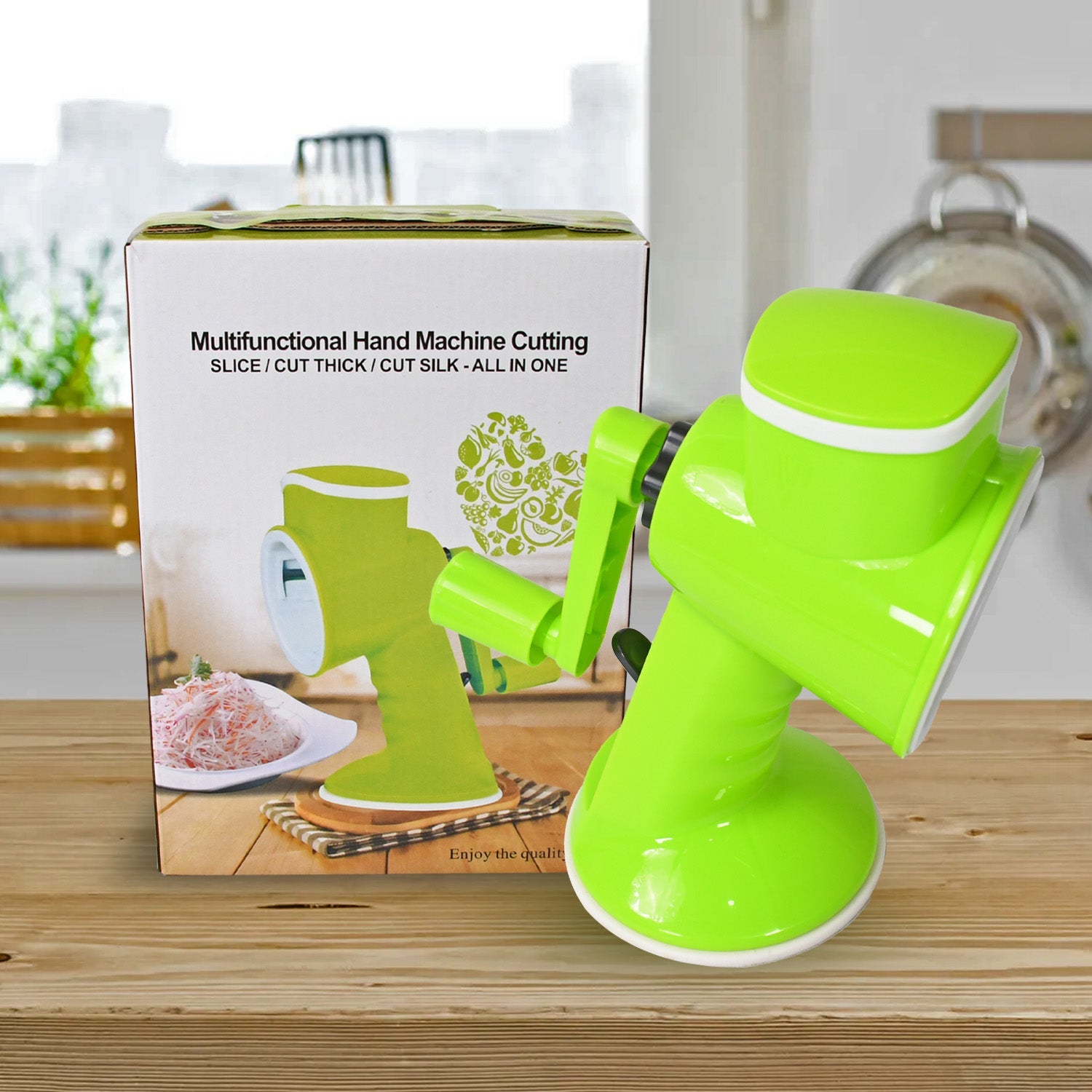 6 in 1 Multi functional Vegetable Cutter & Slicer Hand Machine Cutting, Slice, Cut Thick, Cut Silk All in one –Vegetable Chopper Cutter & Slicing Cutter Barrel - Vegetable Grater with 6 Removable Blades - Shopmania Wholesale