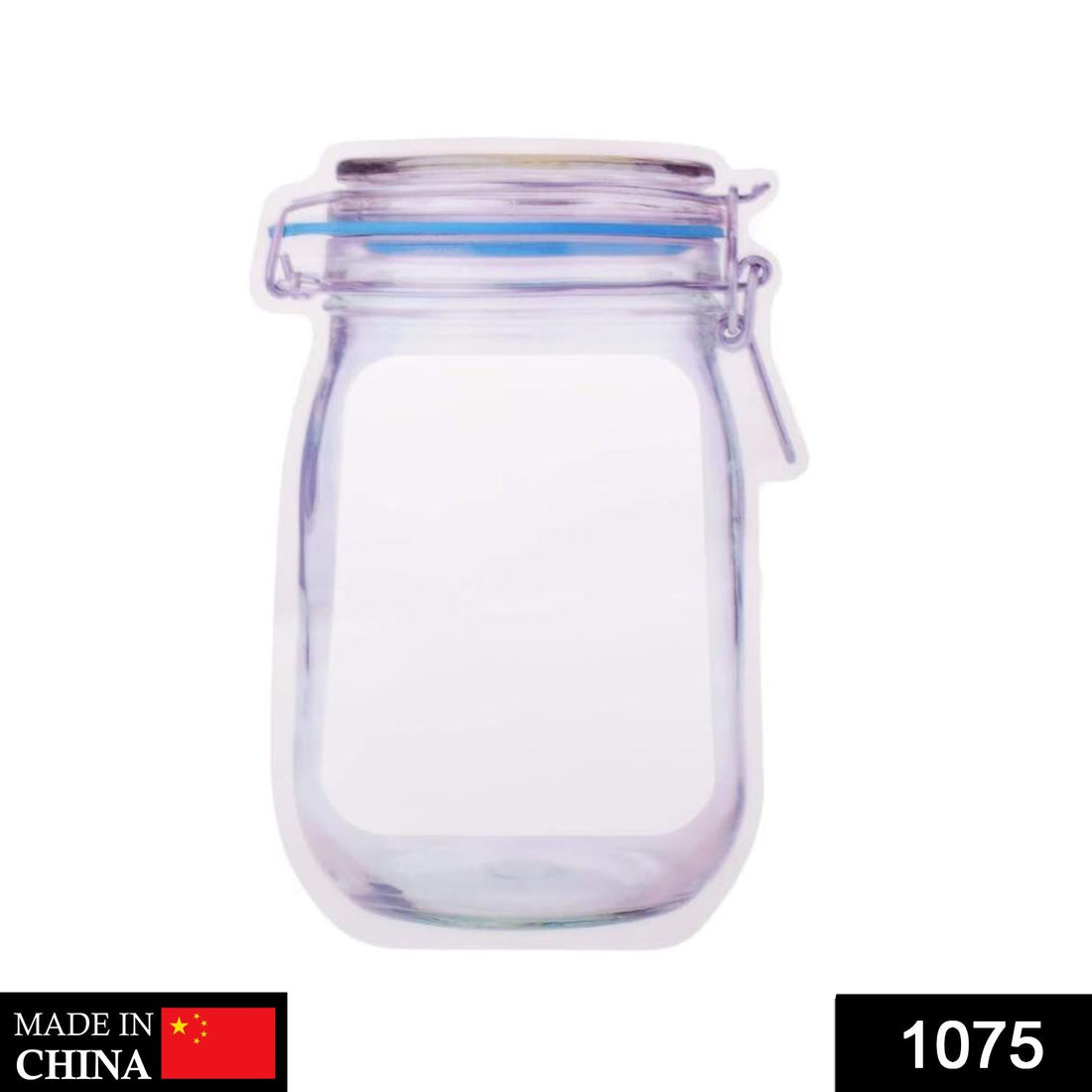 Airtight plastic food storage jar with zipper, 1000ml capacity.