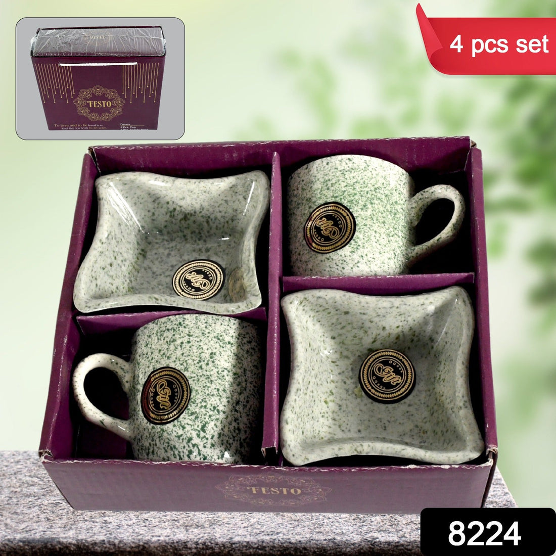 Ceramic Tea / cups / Mug Set Including Snacks / Serving Bowl Milk Cup, Coffee Cup, Tea Cup, Breakfast Cup, Drinking Mug or Outdoor for Household, Gift for Birthday, Wedding Party (4 Pcs set) - Shopmania Wholesale