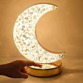 Crystal Table Lamp | Moon Shape Touch Control Lamp with 3 Color | Metal Bedside Lamp for Kids Bedroom Romantic Desktop Nightstand | Stepless Dimming USB Charging Touch Night Light - Shopmania Wholesale