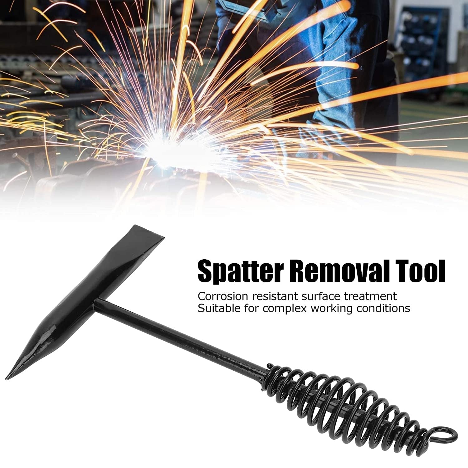 Welding Slag Removal Tool Chipping Hammer with Coil Spring Handle, Mufti Functional for Cleaning Removing Slag Industrial Weld Slag Spatter Removal Tool Welding Hammer, for Machinery Electrician (1 Pc ) your brand