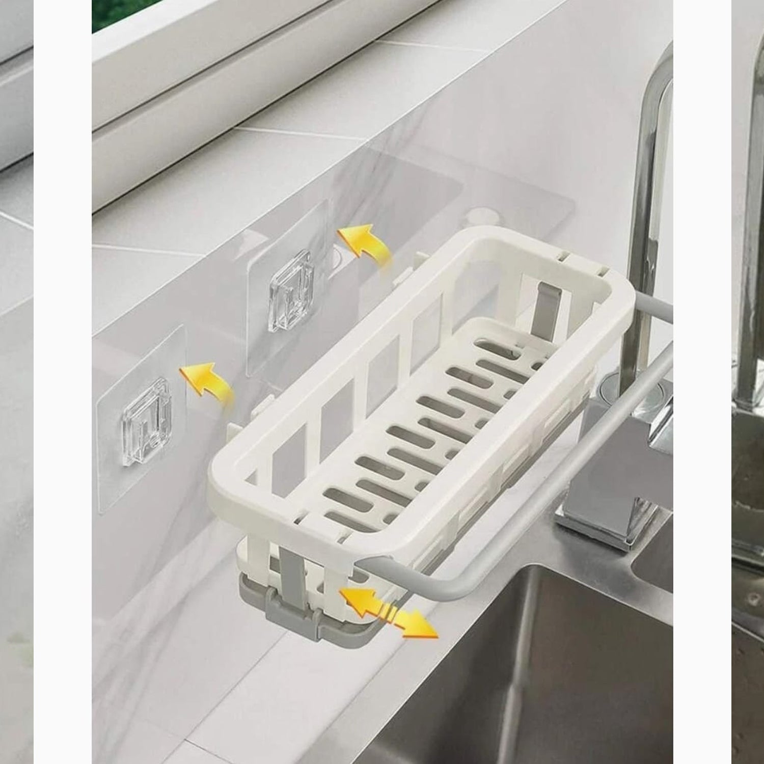 Multipurpose Platic Hanging Drain Rack Retractable Sponge Storage Hanging Rack With Adhesive Hook for Kitchen and Bathroom Dishcloth Holders Basket Drying Tray Organizer - Shopmania Wholesale
