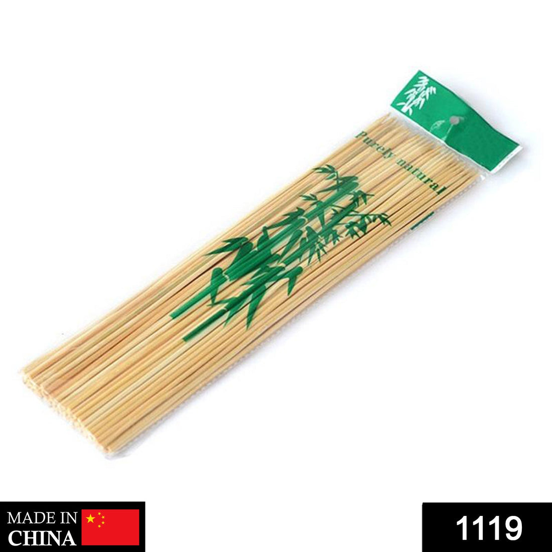 Bamboo skewers for BBQ with a natural wood finish.