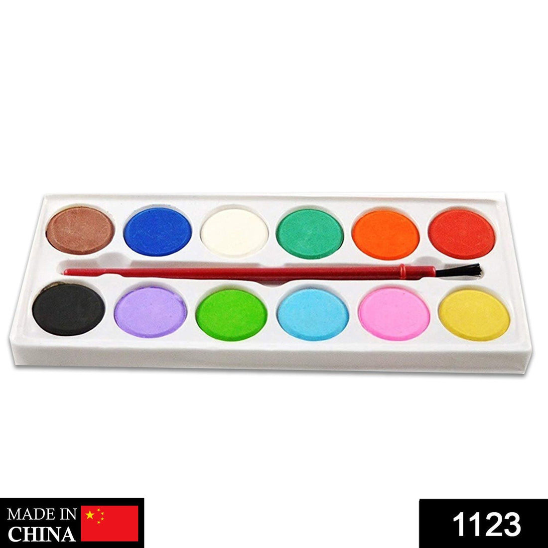 Watercolor kit with 12 shades and brush.