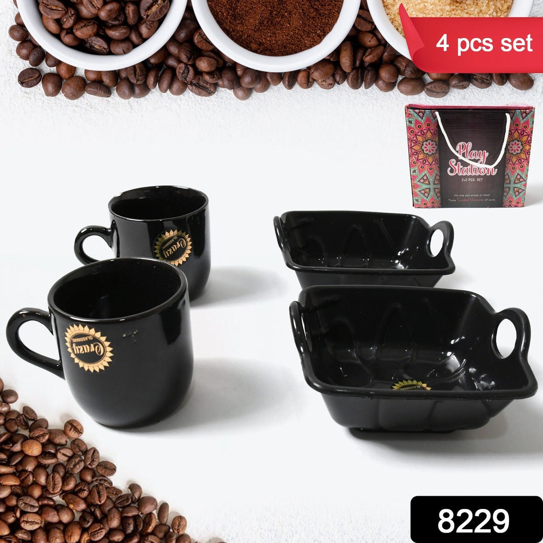 Play Station Ceramic Tea / cups / Mug Set With Handle Serving Bowl Milk Cup, Coffee Cup, Tea Cup, Breakfast Cup, Drinking Mug or Outdoor for Household, Gift for Birthday, Wedding Party (4 Pcs set) - Shopmania Wholesale
