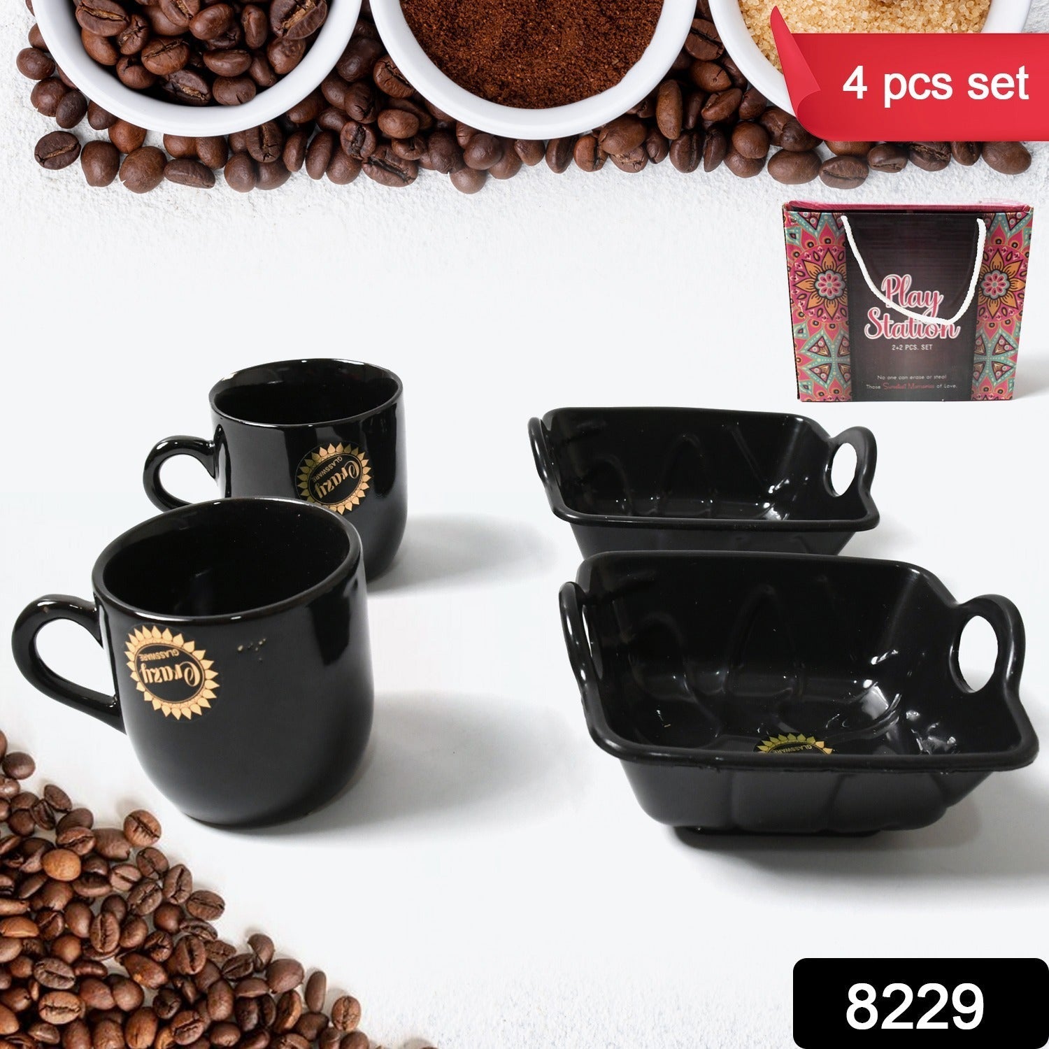 Play Station Ceramic Tea / cups / Mug Set With Handle Serving Bowl Milk Cup, Coffee Cup, Tea Cup, Breakfast Cup, Drinking Mug or Outdoor for Household, Gift for Birthday, Wedding Party (4 Pcs set) - Shopmania Wholesale