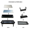 Portable BBQ grill with foldable design and carrying handle.