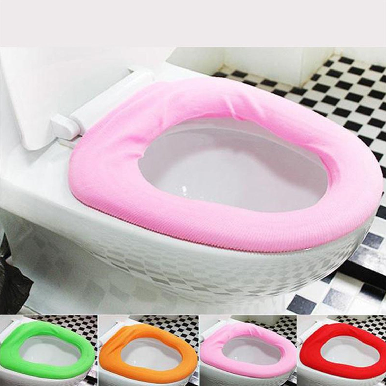 Bathroom Soft Thicker Warmer Stretchable Washable Cloth Toilet Seat Cover (1pc) your brand