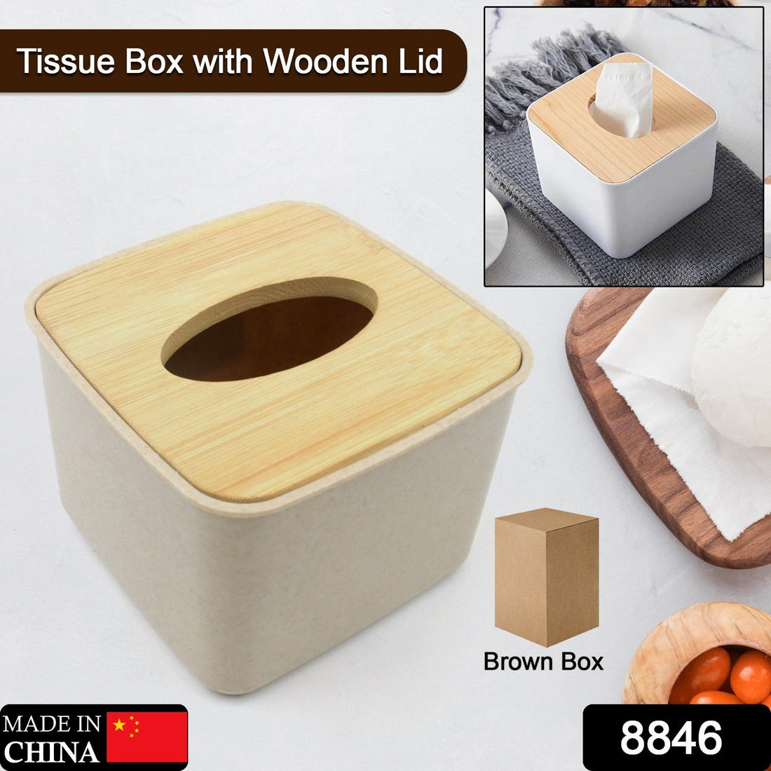 Tissue Box Desktop Stand Bamboo Tissue Cover Box Rectangular Paper Towel Holder Removable Tissue Dispenser for Bathroom Vanity Countertop Bedroom Car Holder Paper Towels Dispenser (1 Pc ) - Shopmania Wholesale