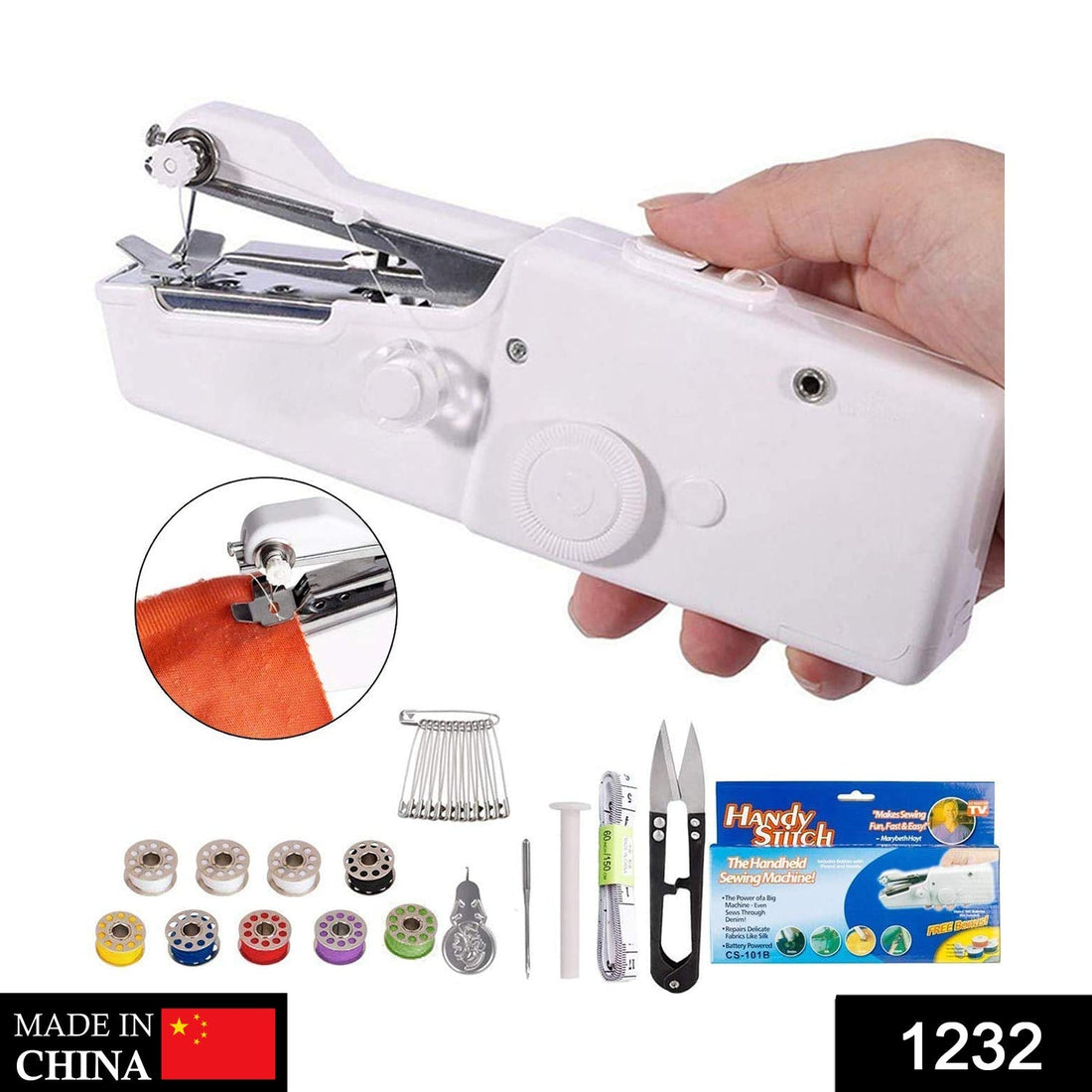 Handheld mini sewing machine with cordless design