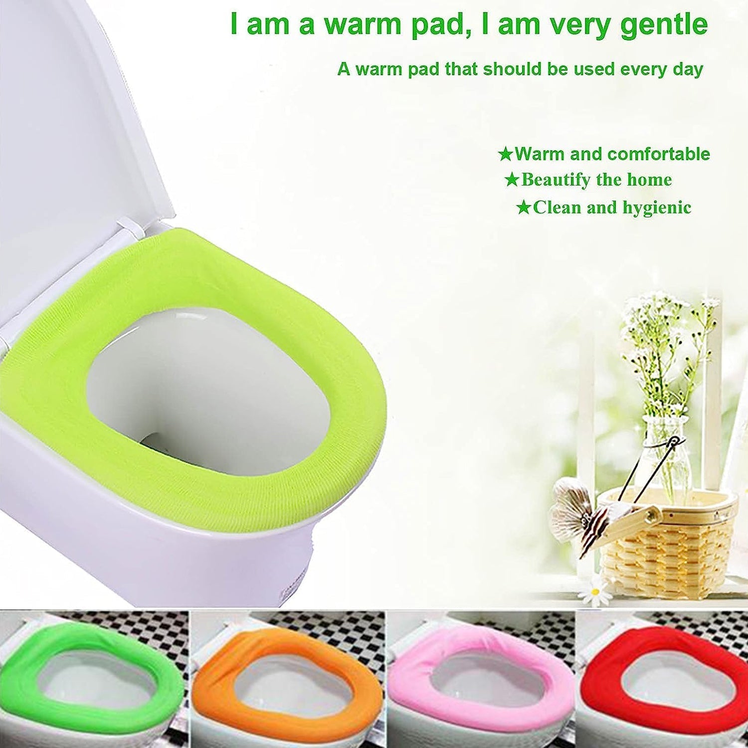 Bathroom Soft Thicker Warmer Stretchable Washable Cloth Toilet Seat Cover (1pc) your brand