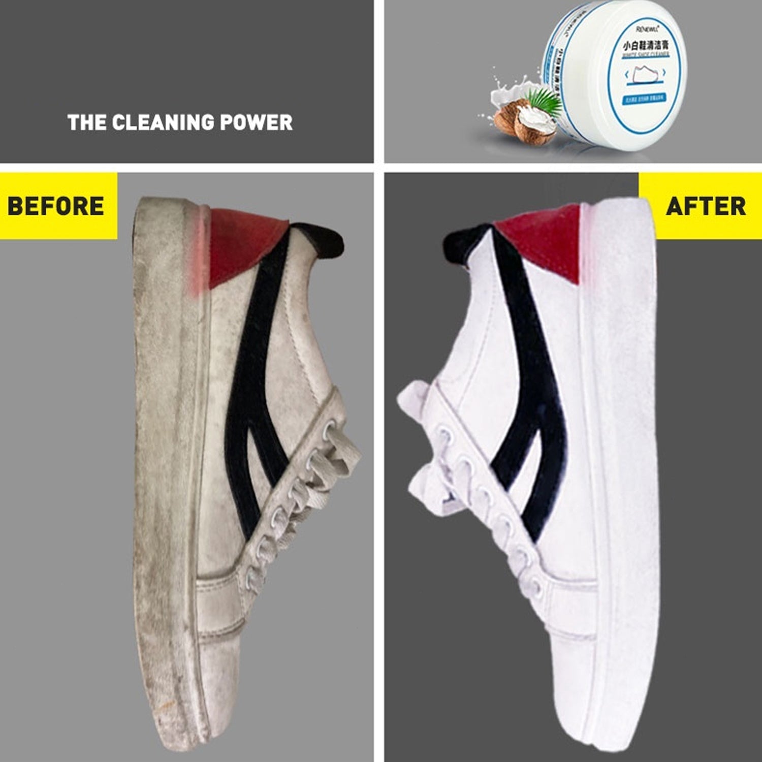 Stain Remover Cleansing Cream for Shoe Polish Sneaker Cleaning Kit Shoe Eraser Stain Remover White Rubber Sole Shoe Cleaner White Shoe Cleaning Cream Stain Remover (120 Gm Approx) - Shopmania Wholesale