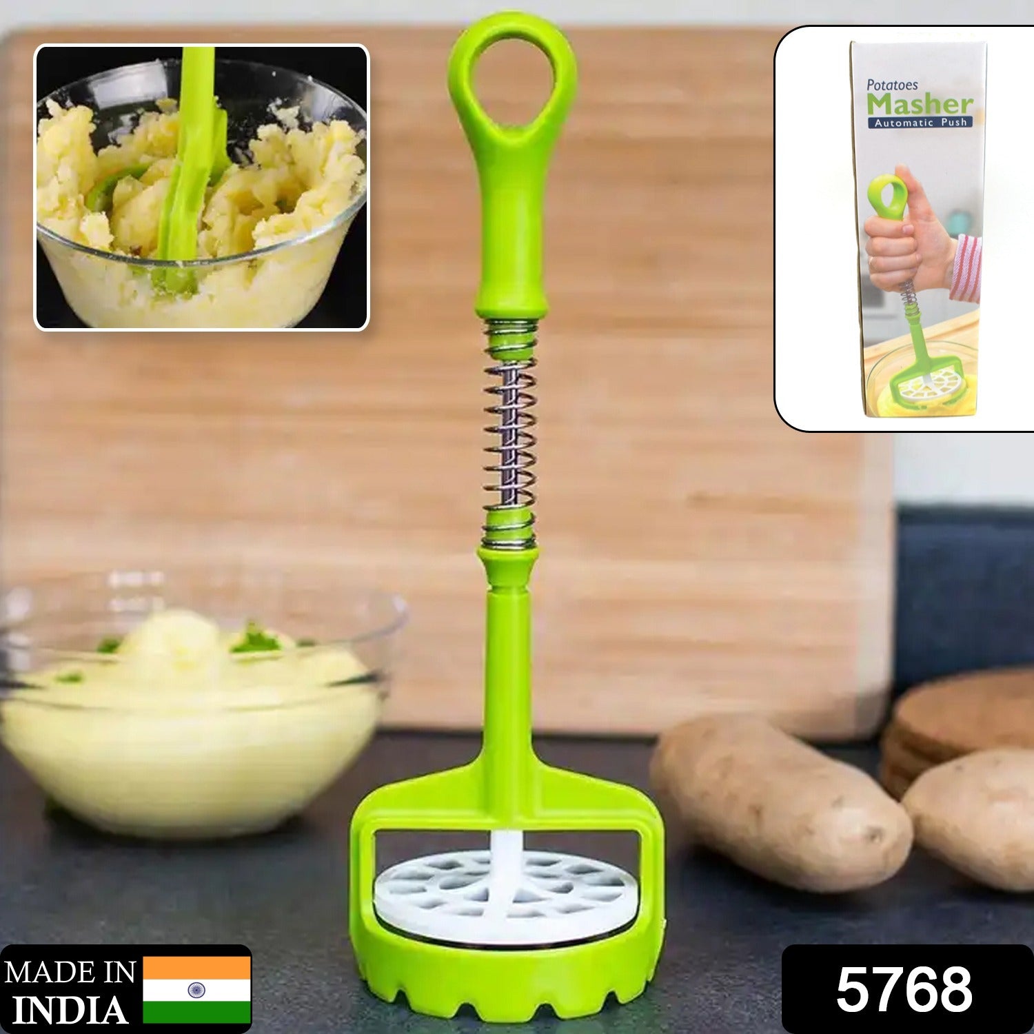 Multi Functional One-Handed Plastic Manual Mashed Potatoes Masher, Mash Sweet Potato Masher with Comfort Grip and Stainless-Steel Spring Design for Nonstick Pans (1 Pc) your brand