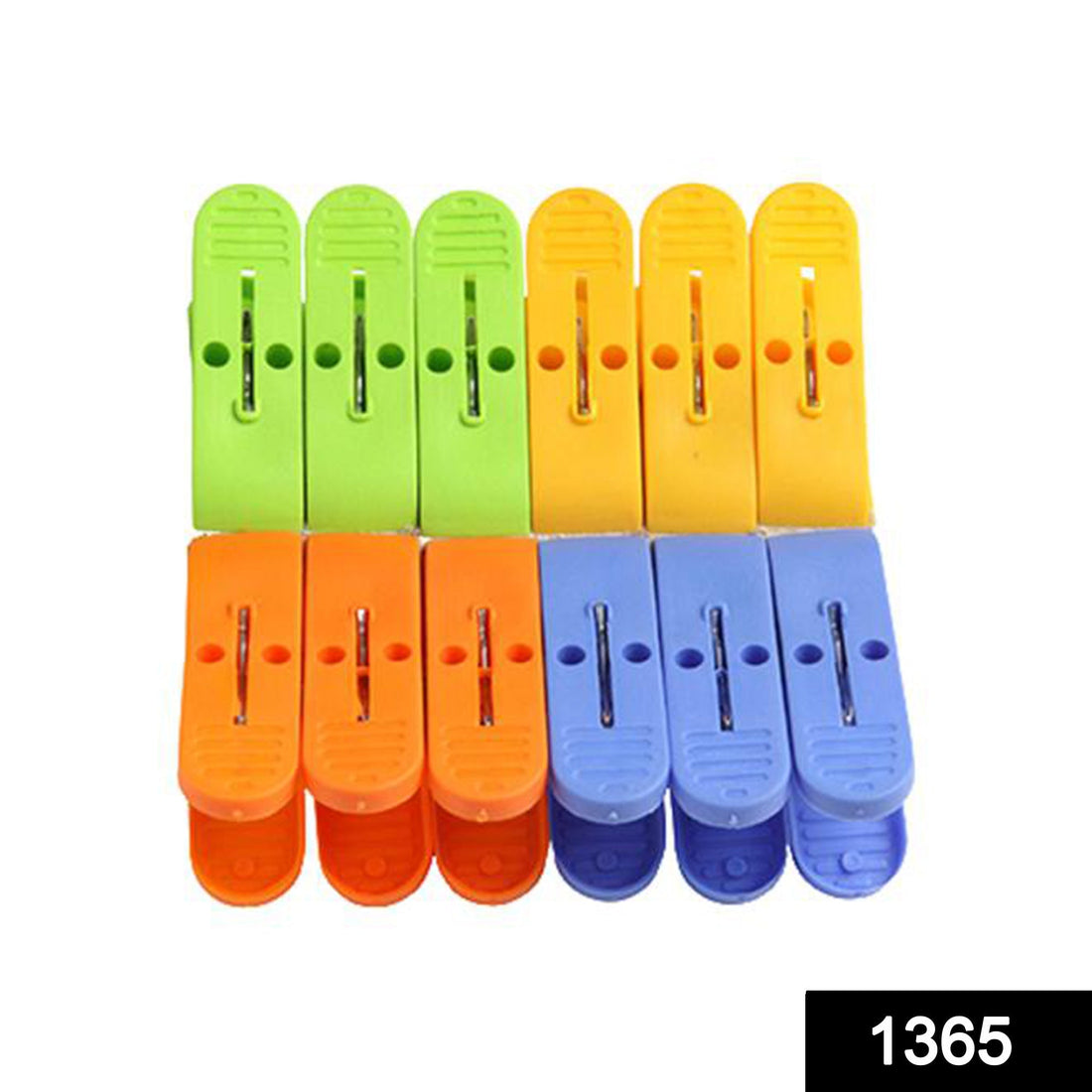 Strong plastic clips for cloth drying in assorted colors.