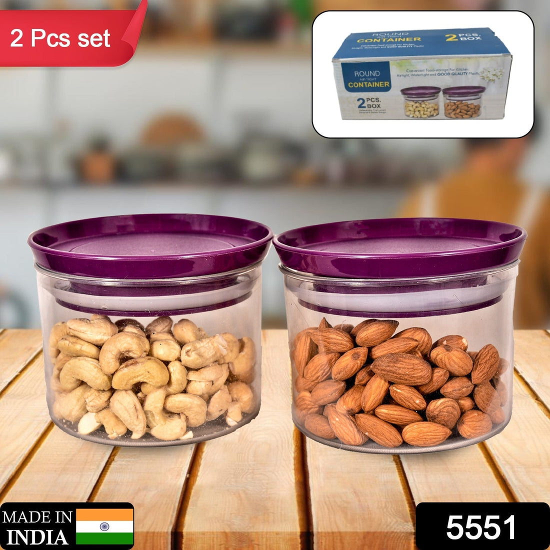 Air Tight & Unbreakable Kitchen Jar Set Food Storage Containers for Dry Fruits, Spices, Snacks, Pulses (2 Pcs Set) your brand