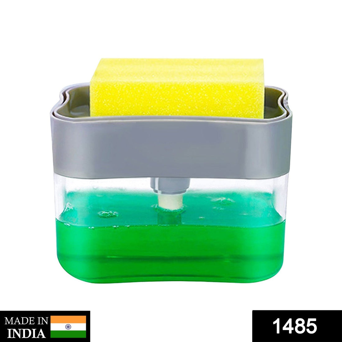 Countertop soap dispenser with sponge holder.