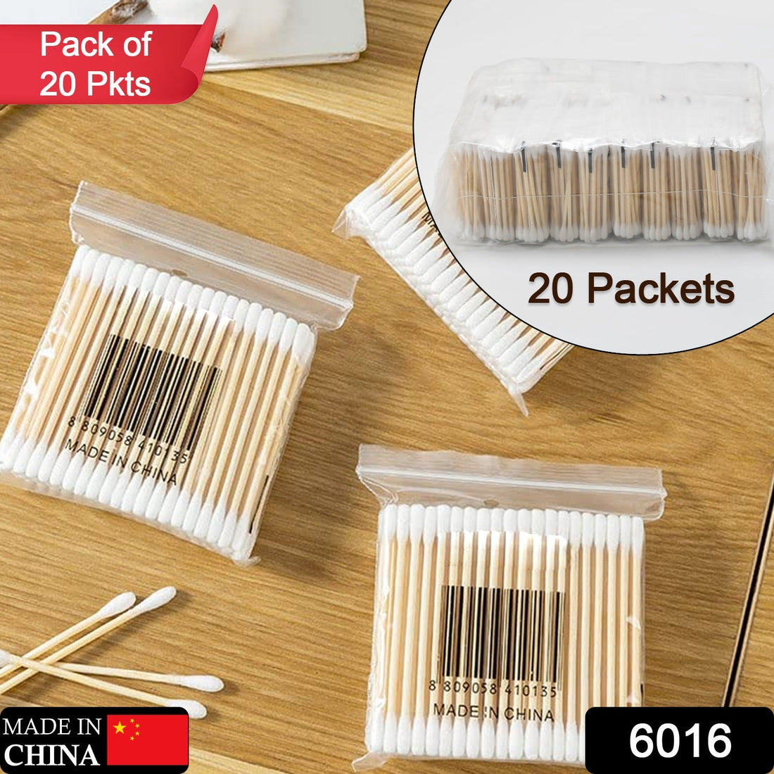 Bamboo cotton swabs with wooden handles