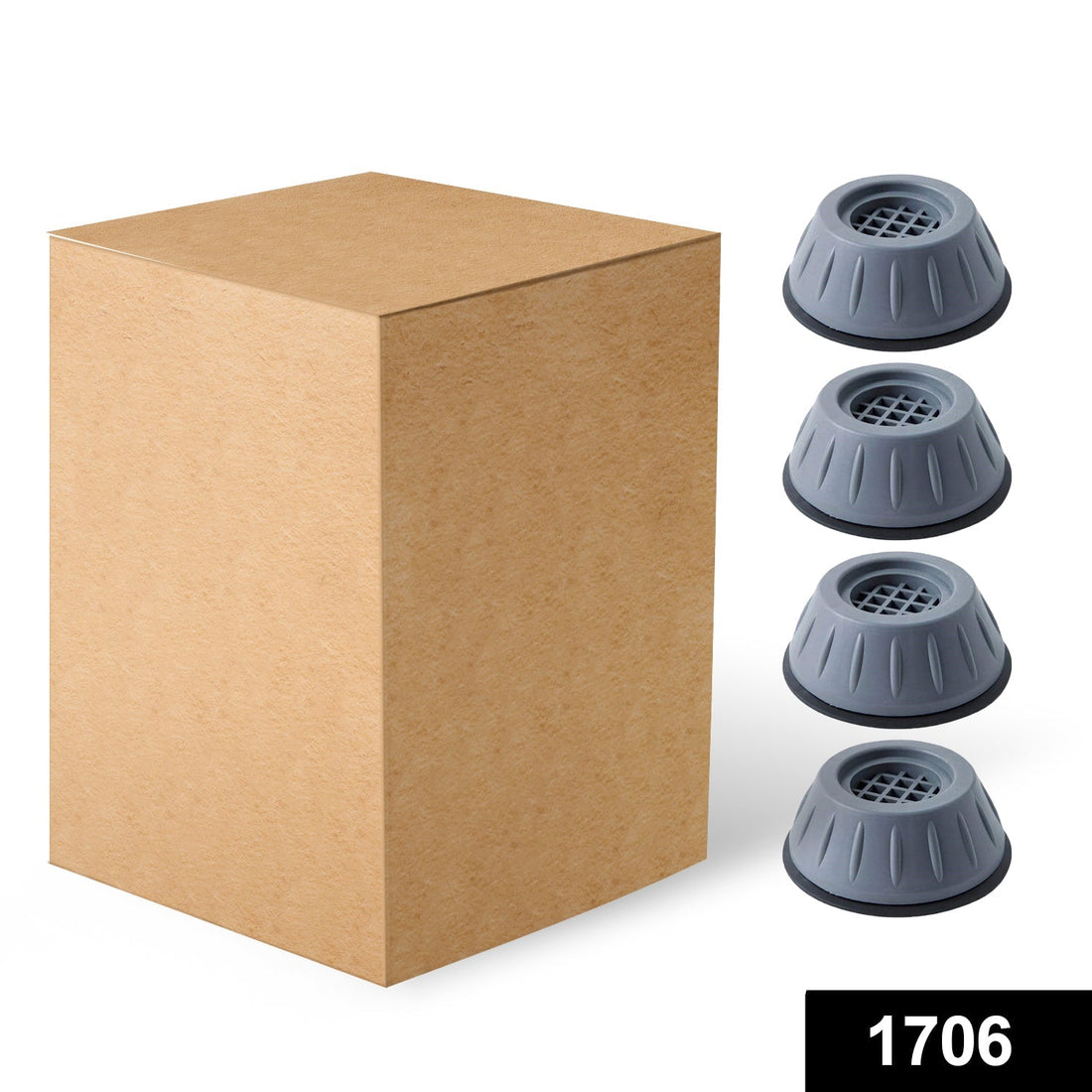 Machine leveling feet with anti-vibration pads, shock absorbing