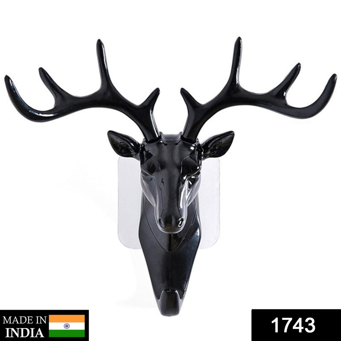 Self-adhesive deer head wall hook for hanging items