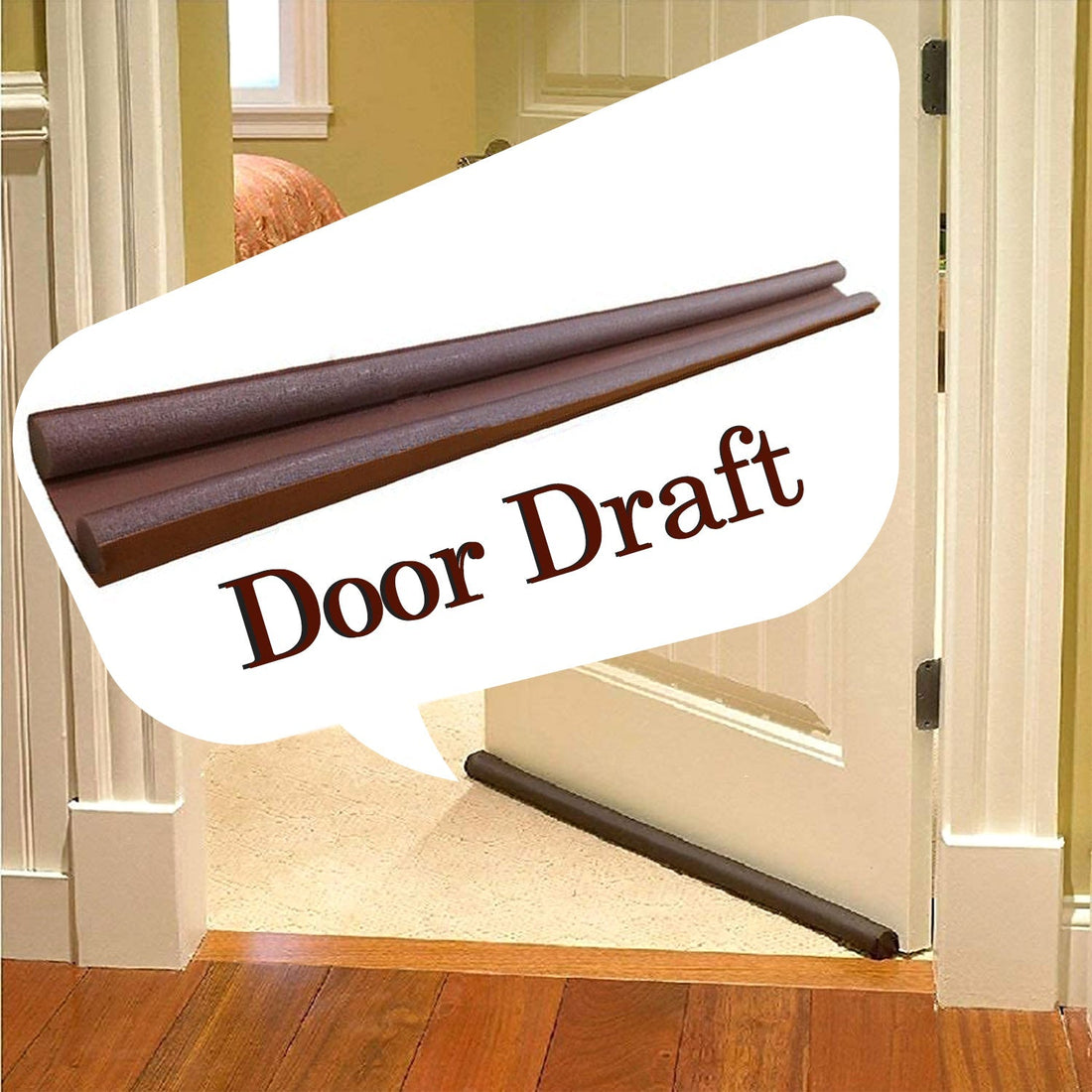 Twin door draft stopper with fabric cover