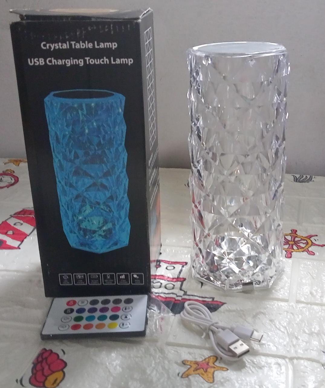 Crystal Touch Night Light (16 Colors) - Rose Diamond Table Lamp with Remote Control, USB Table Lamp, Romantic Date Lighting Decor for Festival, Bedroom, Dining Room your brand