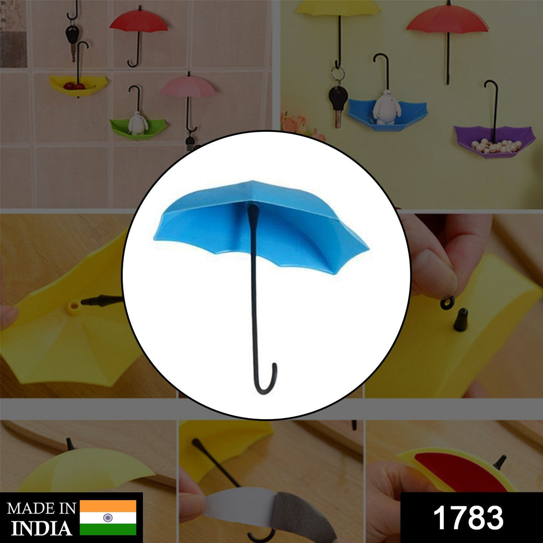 Umbrella-shaped key holder in bright colors