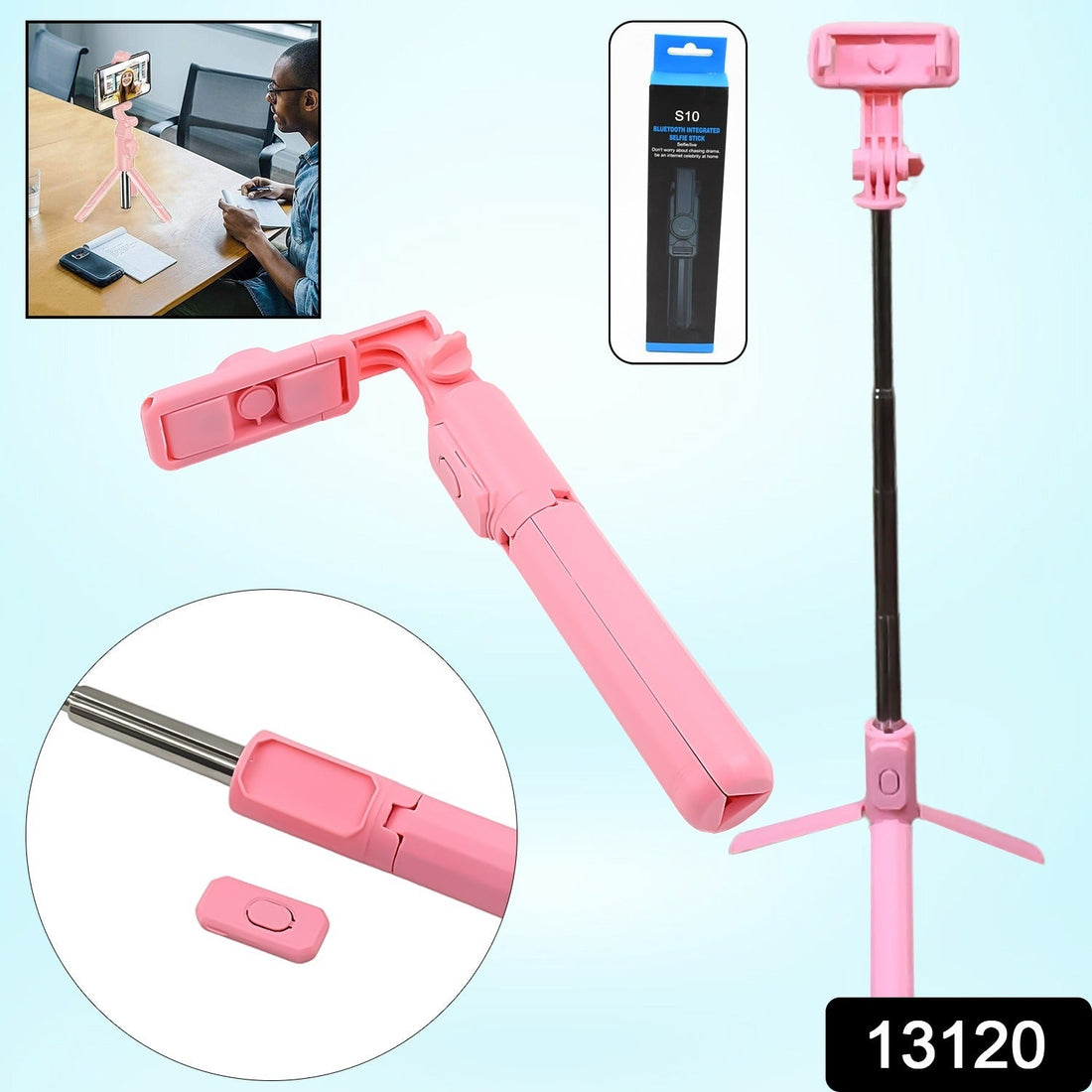 Portable Foldable Selfie Stick with Remote Control, 3-Axis Tripod Hand Stabilizer for Smartphones, TikTok Vlog YouTuber Video Recording (1 Pc) your brand