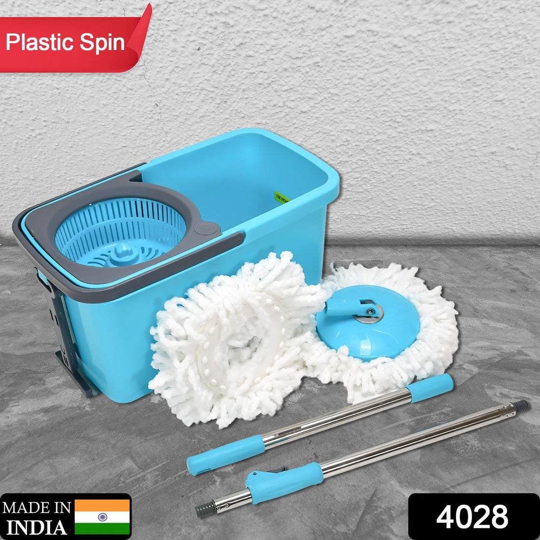 Spin mop with bucket for floor cleaning