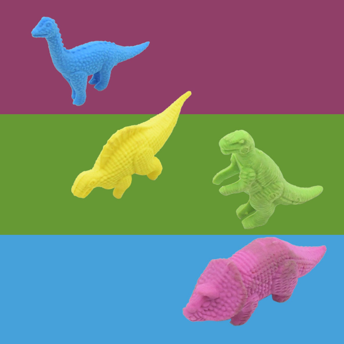 Set of small dinosaur erasers for kids