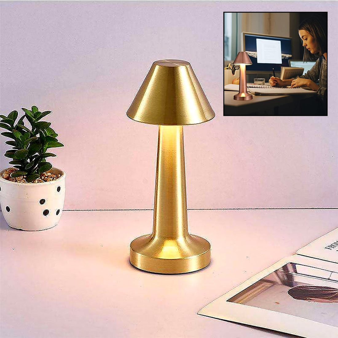 LED Lamp with Touch Control | Decorative Desk Lamp, Portable Metal LED Table Lamp, USB Rechargeable, 3 Color, 3 Levels Brightness, Dimmable Eye Protection Modern Lamp for Home Decor Party Kids Room Bedroom (1 Pc) - Shopmania Wholesale